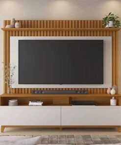 Home NT 1340 Larg. 1.83m Freijó/Off Ripado para TV até 65" - Notável