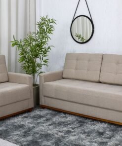 Sofá Áustria 3 Lugares + Poltrona Áustria Bege A57