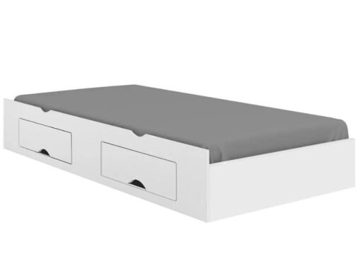 Cama Auxiliar solteiro com 2 gavetas - Branco - Imagem 2