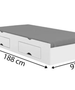 Cama Auxiliar solteiro com 2 gavetas - Branco