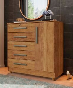 Cômoda Vitória 5 gavetas 1 porta - Cedro