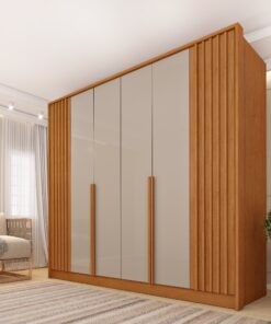 Guarda-Roupa Guarani 6 Portas Tcil - Ripado Cinamomo/Off White