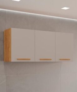 Armário de Cozinha Aéreo New Valência Triplo 1,20m - Cinamomo/Off White