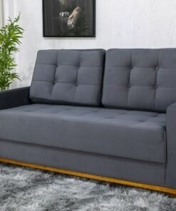 Sofá 3 lugares Living Áustria Veludo Grafite A15 Larg. 1.70m
