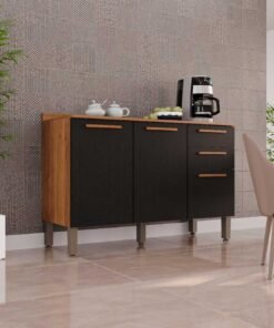 Balcão de Cozinha New Valência 1,20m - Cinamomo/Preto