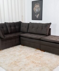 Sofá de Canto Vênus Veludo 3 em 1 Marrom 524