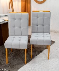 2 Cadeiras Londres Veludo Prata Madeira Maciça Minas Plac - Entregue Montada