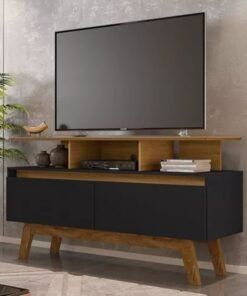 Rack Bancada Rubi Larg. 1.20m Cinamomo/Preto para TV até 50" - Bechara