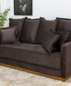 Sofá 3 lugares Vican Veludo Marrom 5004 Larg. 2.00m - Molas Bonnel