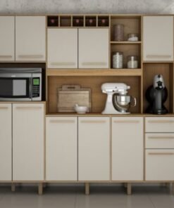 Armário Kit de Cozinha Petra 11 portas - Cinamomo/Off White
