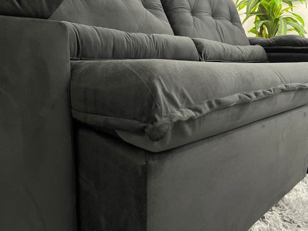 Sofá Retrátil Reclinável Las Vegas 2.30m - Preto Veludão - Imagem 2