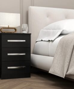 Mesa de cabeceira 3 gavetas Ref.: 011 - Preto