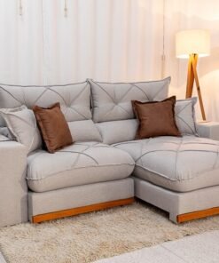 Sofá Retrátil Reclinável Gran Bello 2.50m Linho Cinza - Molas Ensacadas