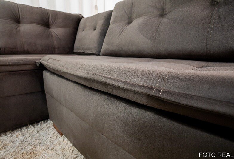 Sofá de Canto Vênus Veludo 3 em 1 Marrom 524 - Imagem 2