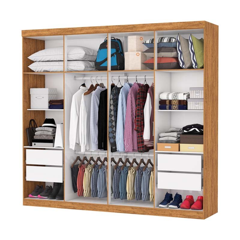 Roupeiro Rubi Cinamomo 8 Portas 4 Gavetas C/ Pés Larg. 2.08m - Carioca - Imagem 2