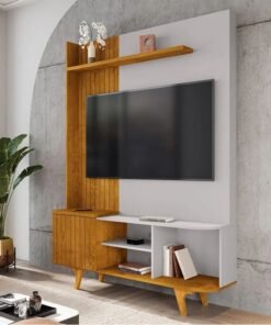 Home Corumbau Larg. 1.36m Nature/Off C/ Detalhe Frisado para TV até 55" - Bechara