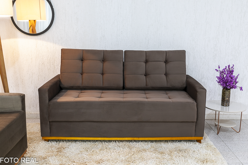 Sofá Áustria 3 Lugares + Poltrona Áustria Marrom A17 - Imagem 2