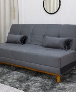 Sofá Cama Madrid Veludo Cinza 2303 Larg. 1.80m - Molas Bonnel