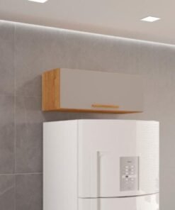 Armário de Cozinha Aéreo Geladeira New Valência - Cinamomo/Off White