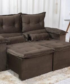 Sofá Retrátil Reclinável Nicole 1.80m Veludo Marrom A17