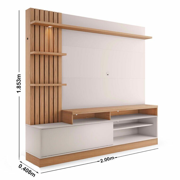 Home Maceió Larg. 2.00m Freijó/Off White para TV até 65" - Colibri - Imagem 5