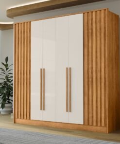Guarda-Roupa Navegantes 6 portas Ripado - Cedro/Areia