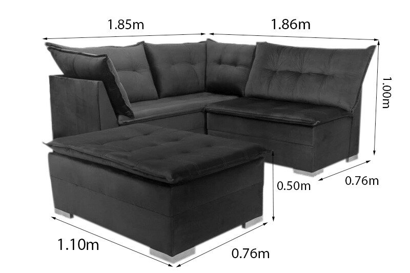 Sofá de Canto Vênus Veludo 3 em 1 Marrom 524 - Imagem 8