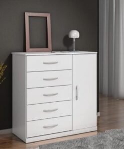 Cômoda 5 gavetas 1 porta Ref.: 012 - Branco