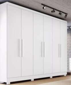 Roupeiro Casal Sergipe Branco 6 Portas C/ Pés Larg. 1.80m - Bianchi