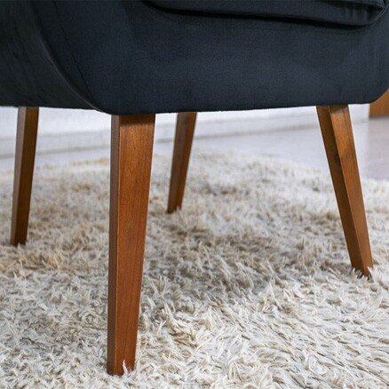 Poltrona Pérola Base Fixa Veludo Preto - Imagem 4