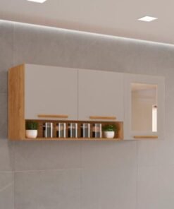 Armário de Cozinha Aéreo New Valência 3 portas Reflecta 1,20m - Cinamomo/Off White