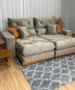 Sofá Retrátil e Reclinável Gran Bello 2.30m - Capuccino Veludo