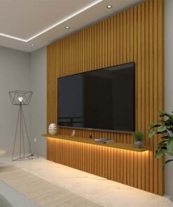 Painel Nobre  Larg. 1.85m Naturale Ripado C/ Led 100% MDF TV até 75" - Gelius