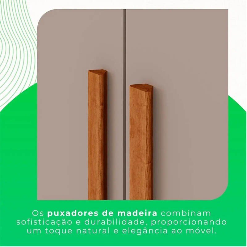 Roupeiro Casal Recife Cinamomo/Off 6 Portas C/Pés Larg. 1.80m - Sallêto - Imagem 8