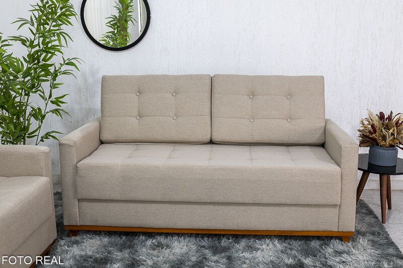 Sofá Áustria 3 Lugares + Poltrona Áustria Bege A57 - Imagem 3