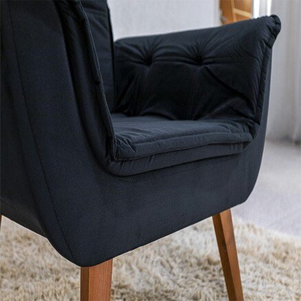 Poltrona Pérola Base Fixa Veludo Preto - Imagem 3