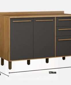 Balcão de Cozinha Salvador 1,20m - Cinamomo / Grafite