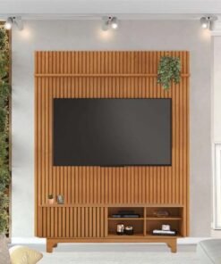 Rack Sereno Larg. 1.68m Cinamomo Ripado + Painel Riso Larg. 1.82m Cinamomo Ripado para TV até 65" - JCM