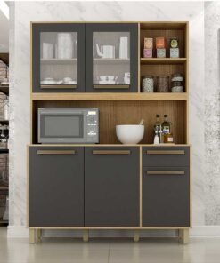Armário de Cozinha Rubi Cinamomo/Grafite Valdemoveis