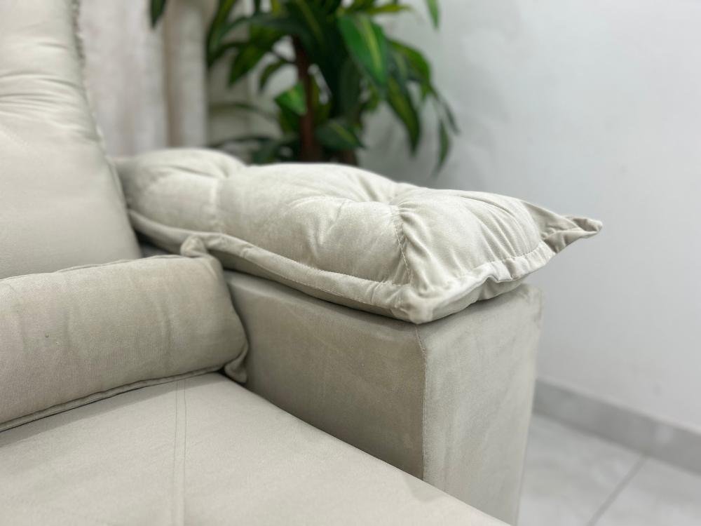 Sofá Retrátil Reclinável Las Vegas 2.30m - Bege Veludão - Imagem 10