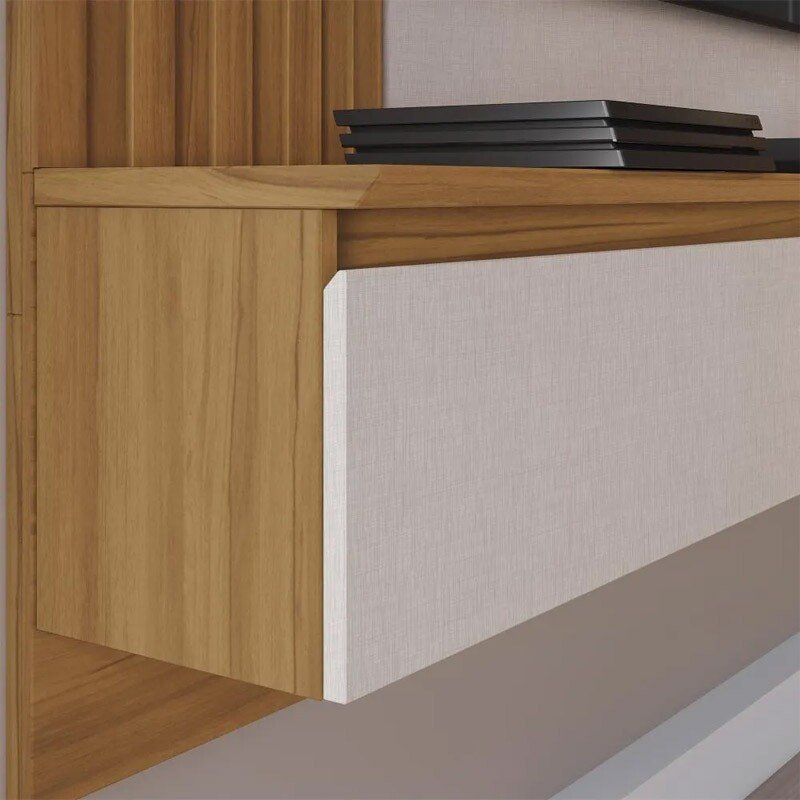 Painel NT 1365 Larg. 1.60m Off/Freijó C/ Detalhe Ripado para TV até 65" - Notável - Imagem 5