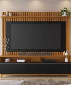 Home NT 1340 Larg. 1.83m Freijó/Preto Ripado para TV até 65" - Notável