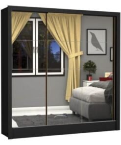 Guarda-Roupa Dubai Premium c/ espelho 3 Portas e 3 Gavetas - Preto