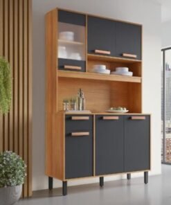 Armário Kit de Cozinha Nápoles 1,20m - Cinamomo/Grafite