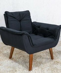 Poltrona Pérola Base Fixa Veludo Preto