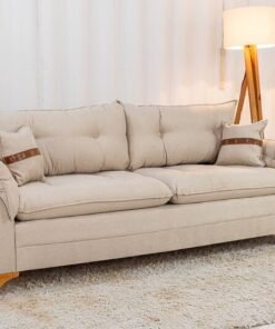 Sofá 3 Lugares Creta Linho Bege 24 Larg. 2.00m - Molas bonnel