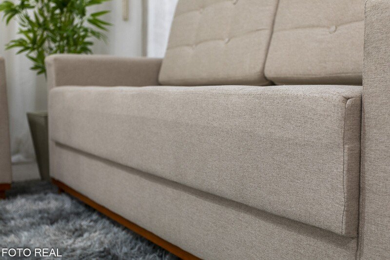 Sofá Áustria 3 Lugares + Poltrona Áustria Bege A57 - Imagem 5