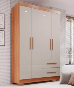Guarda Roupa Estrela 4 portas - Cinamomo/Off White