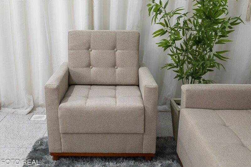 Sofá Áustria 3 Lugares + Poltrona Áustria Bege A57 - Imagem 4
