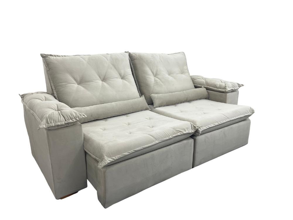 Sofá Retrátil Reclinável Las Vegas 2.30m - Bege Veludão - Imagem 11